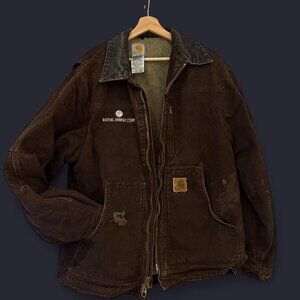 Vintage Carhartt Brown Jacket Distressed Faded Workwear Oversized L